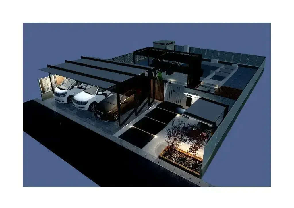 3Dパース 建物あり 夜景 B1