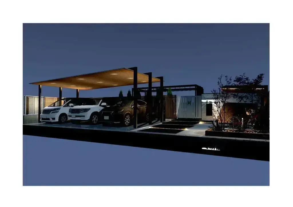 3Dパース 建物あり 夜景 B2